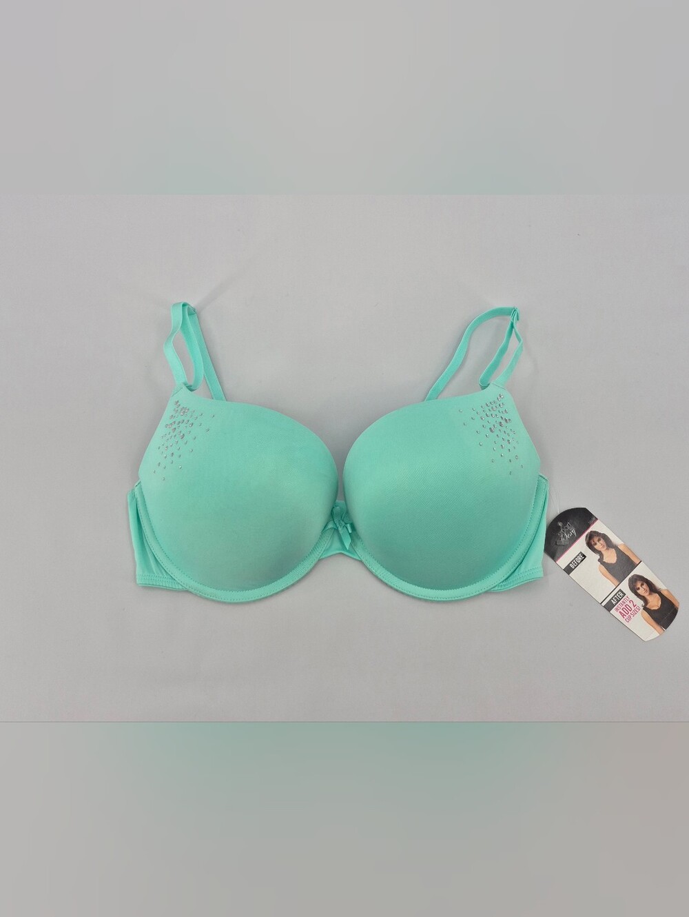 Smart & Sexy Push Up Bra 36C Add 2 Cup Sizes Underwire Padded Rhinestones
